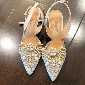 Shoes low heels evening wedding.